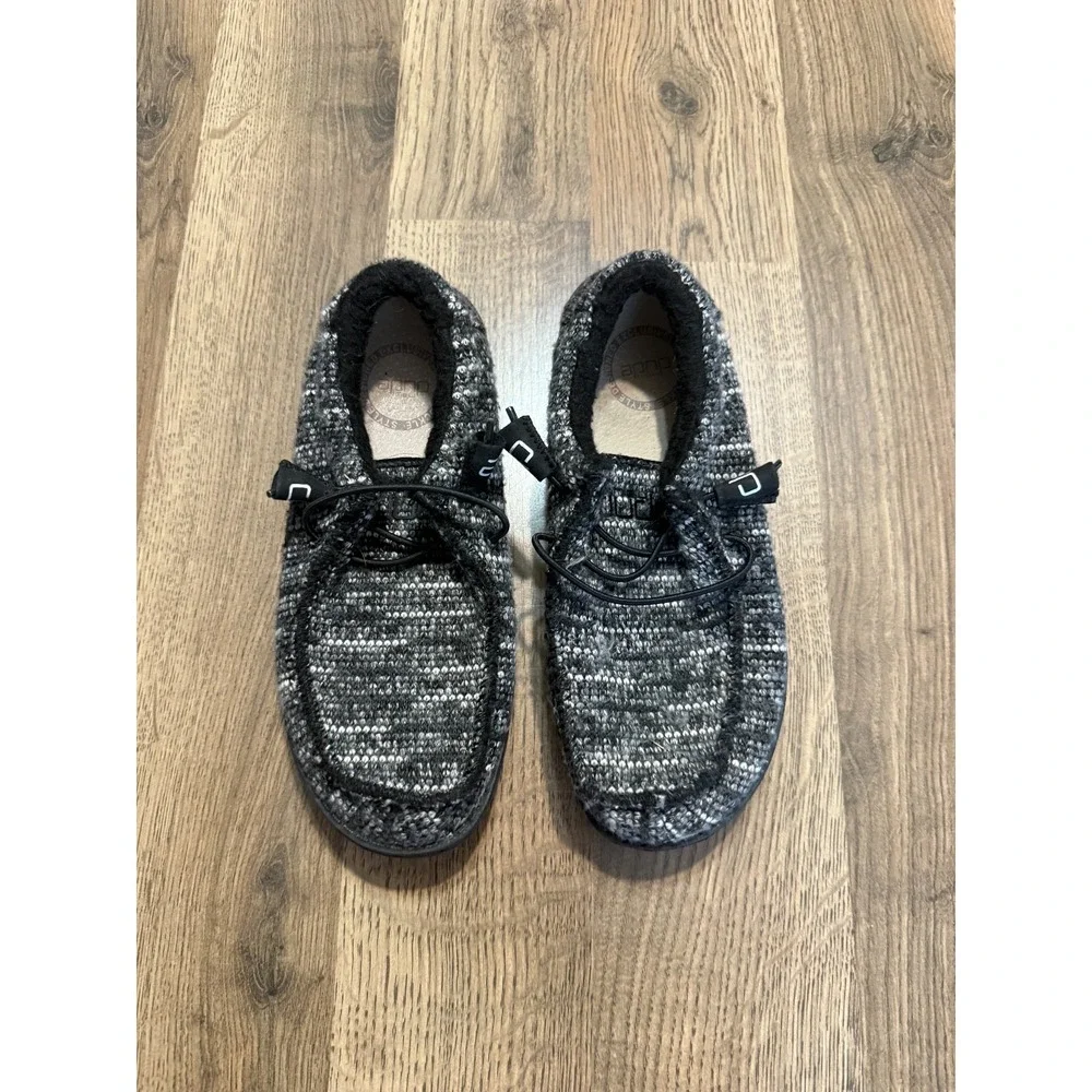 Hey Dude Kids Gray Knit Moccasin Shoes